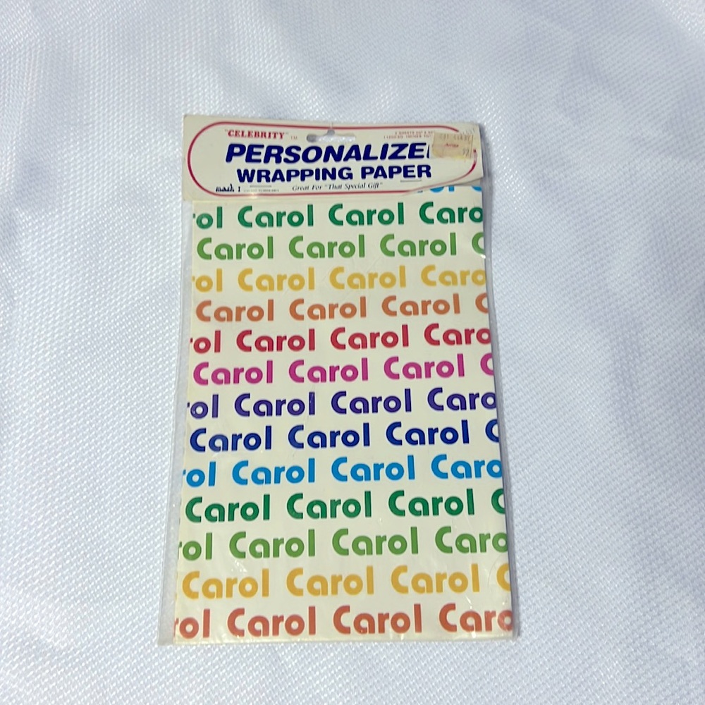 Vintage Wrapping paper personalized Carol from Ames Book cover Crafts 1980s 1990
